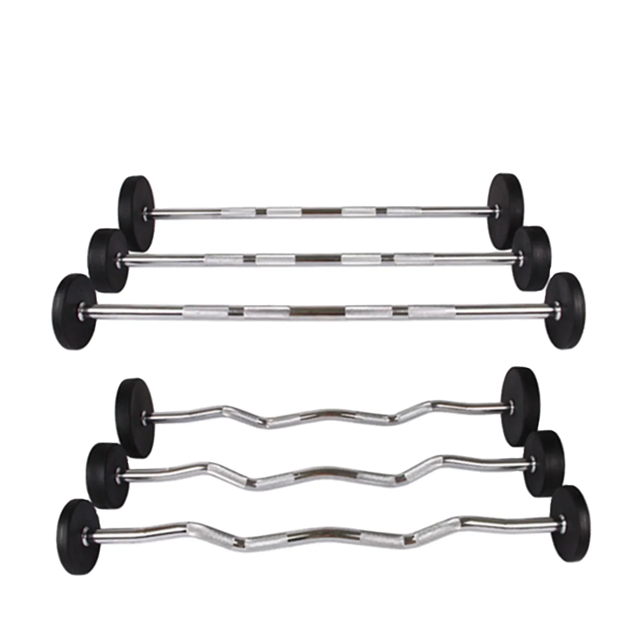 Olympic Barbell 20Kg - Weightlifting Straight Curl Rubber Barbell Bar