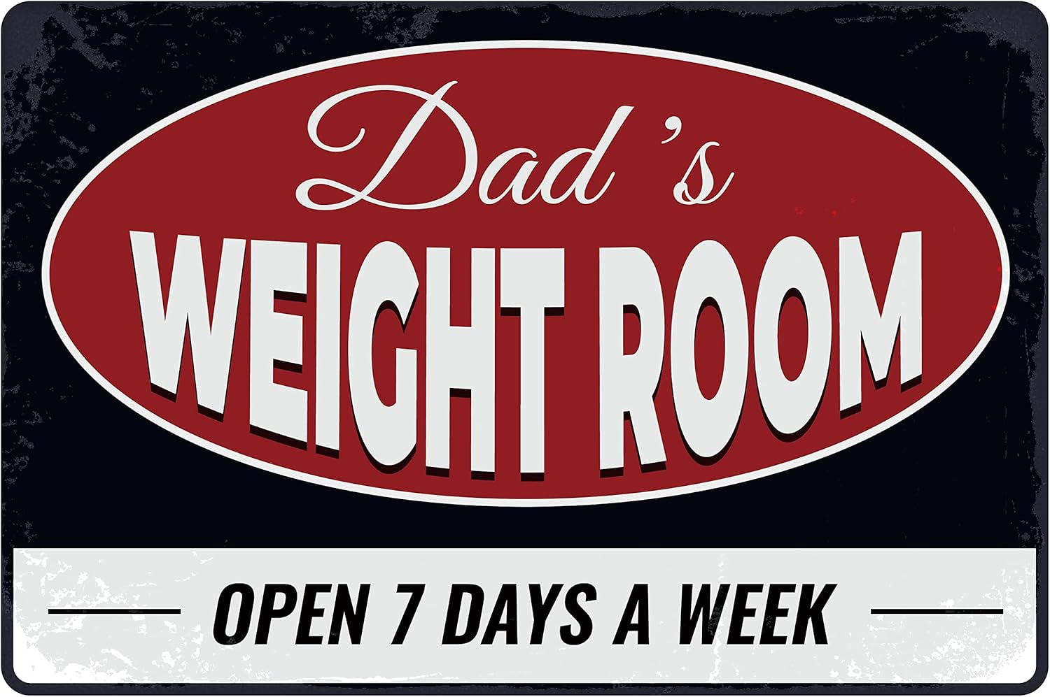 Home Gym In Garage - Vintage Metal Tin Sign - Retro
