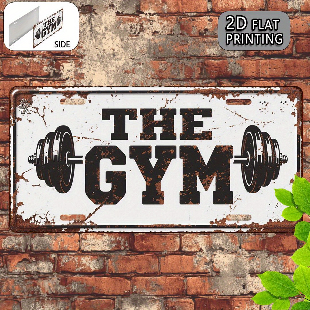 Home Gym In Garage - Vintage The Gym Metal License Plate