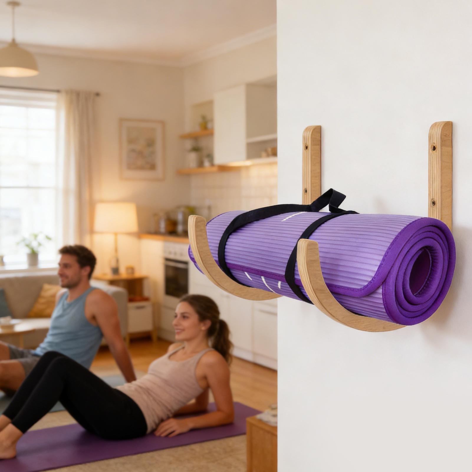 Wooden Yoga Mat Holder Wall Mo - огляд і ціна Home Gym Yoga Storage