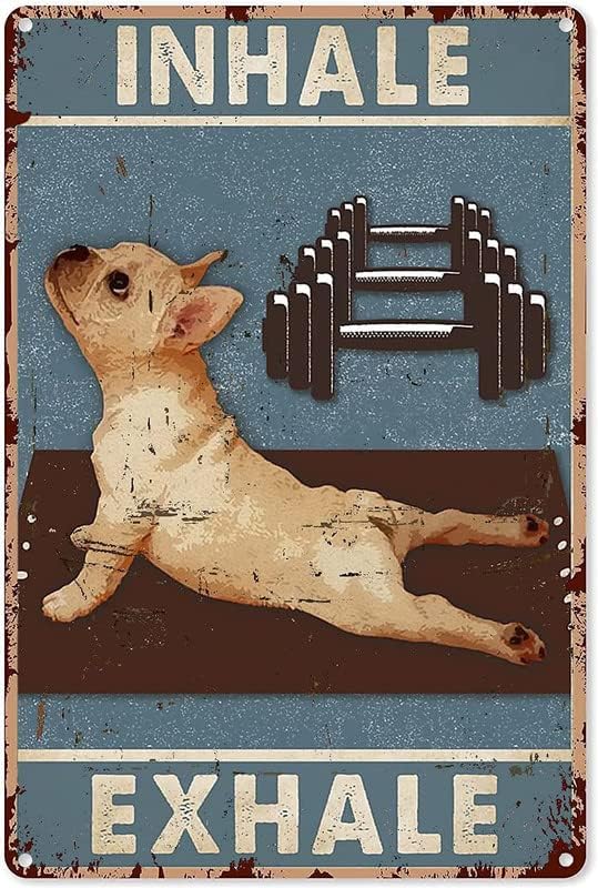 Dog Yoga Metal Tin Sign, Inhal - огляд і ціна Home Gym In Garage