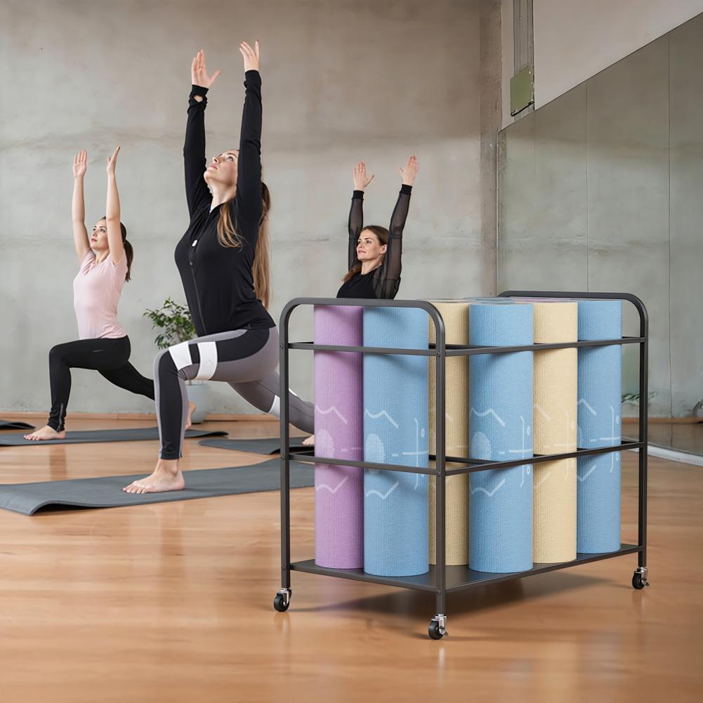 Yoga Mat Storage Rack with Whe - огляд і ціна Home Gym Yoga Storage