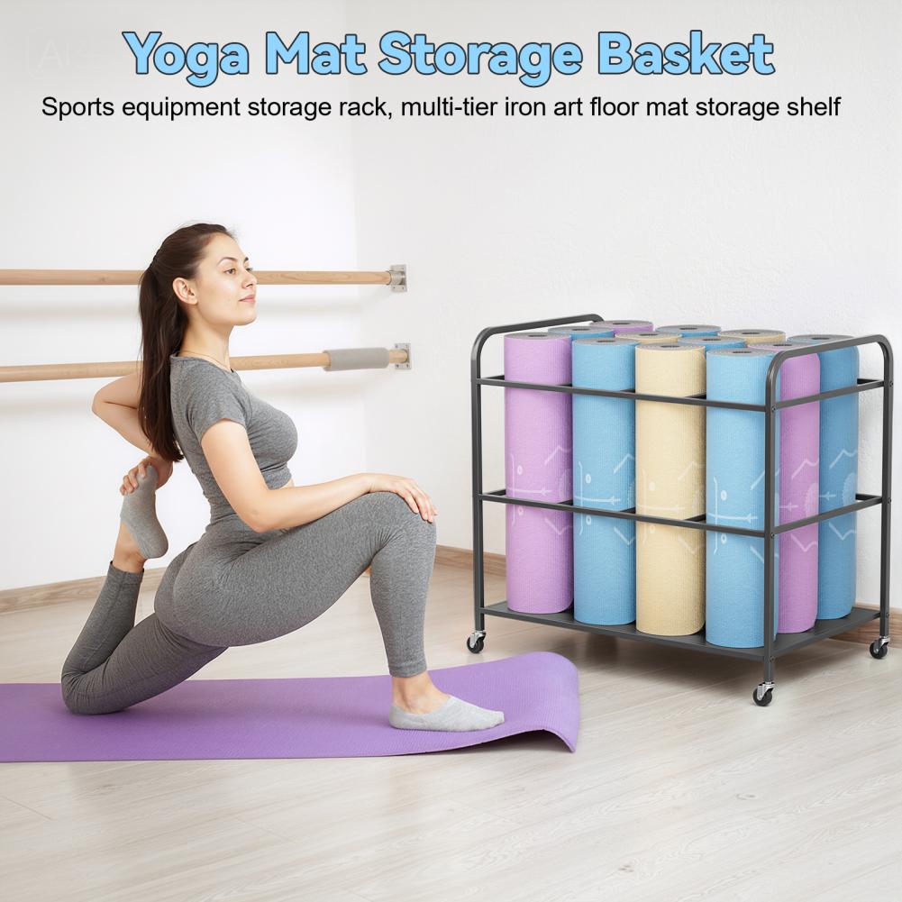 Yoga Mat Storage Rack with Whe - огляд і ціна Home Gym Yoga Storage
