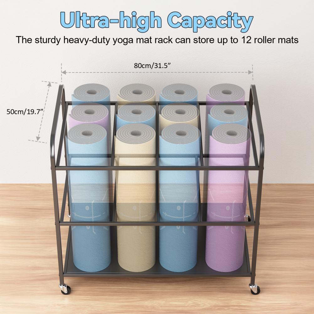 Yoga Mat Storage Rack with Whe - огляд і ціна Home Gym Yoga Storage